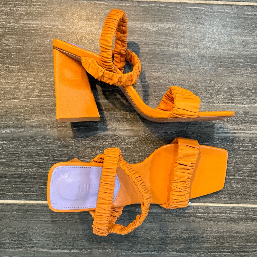 Fun Orange Summer Heeled Sandals